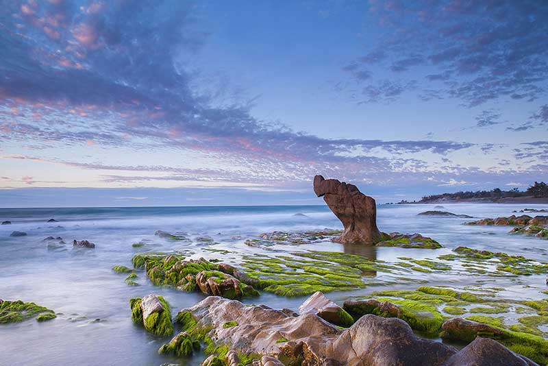 bãi biển đá cổ thạch vào mùa săn rêu